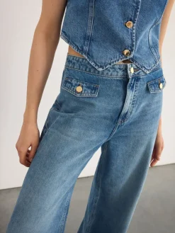 MOHITO Jeansy wide leg niebieski Clearance