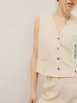 MOHITO Kamizelka z wiskozy i lnu beu017cowy Fashion