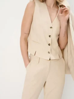 MOHITO Kamizelka z wiskozy i lnu beu017cowy Fashion