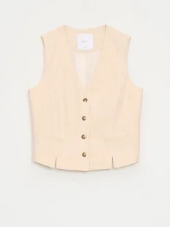 MOHITO Kamizelka z wiskozy i lnu beu017cowy Fashion