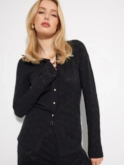 MOHITO Kardigan w monogram czarny Clearance