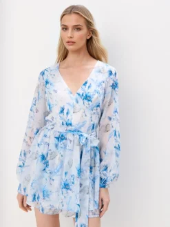 MOHITO Kombinezon w niebieskie kwiaty bu0142u0119kitny Clearance