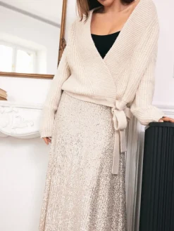 MOHITO Kopertowy sweter beu017cowy Sale