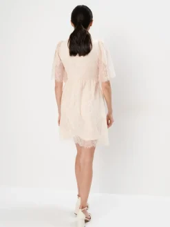 MOHITO Koronkowa sukienka mini beu017cowy Fashion
