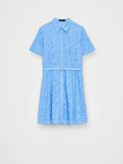 MOHITO Koszulowa błękitna sukienka mini z bawełny bu0142u0119kitny Fashion