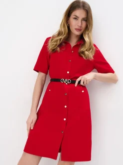 MOHITO Koszulowa czerwona sukienka mini czerwony Fashion