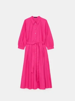MOHITO Koszulowa fuksjowa sukienka midi z bawełny mocny ru00f3u017cowy Fashion