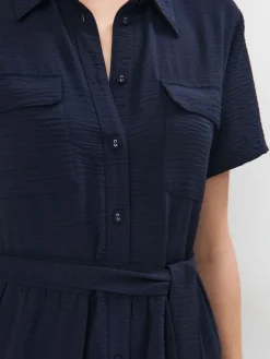MOHITO Koszulowa granatowa sukienka midi granatowy Fashion