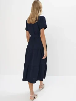 MOHITO Koszulowa granatowa sukienka midi granatowy Fashion