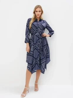 MOHITO Koszulowa sukienka midi granatowy Fashion
