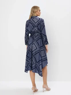 MOHITO Koszulowa sukienka midi granatowy Fashion