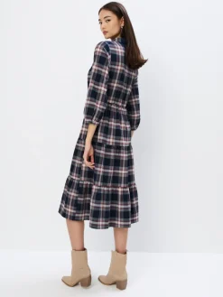 MOHITO Koszulowa sukienka midi granatowy Fashion
