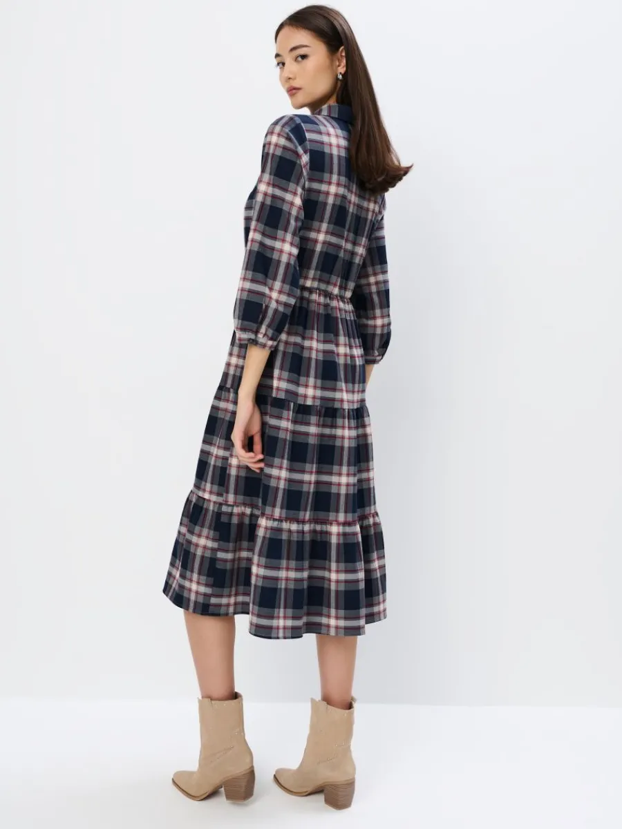 MOHITO Koszulowa sukienka midi granatowy Fashion