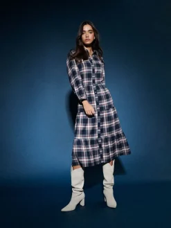 MOHITO Koszulowa sukienka midi granatowy Fashion