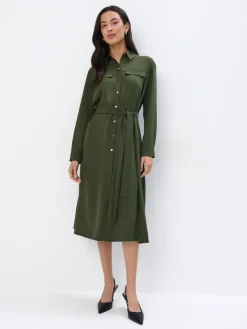 MOHITO Koszulowa sukienka midi khaki Outlet