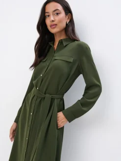MOHITO Koszulowa sukienka midi khaki Outlet