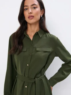 MOHITO Koszulowa sukienka midi khaki Outlet