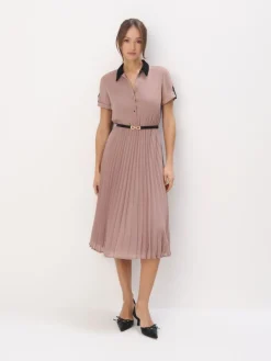 MOHITO Koszulowa sukienka midi bru0105zowy Fashion