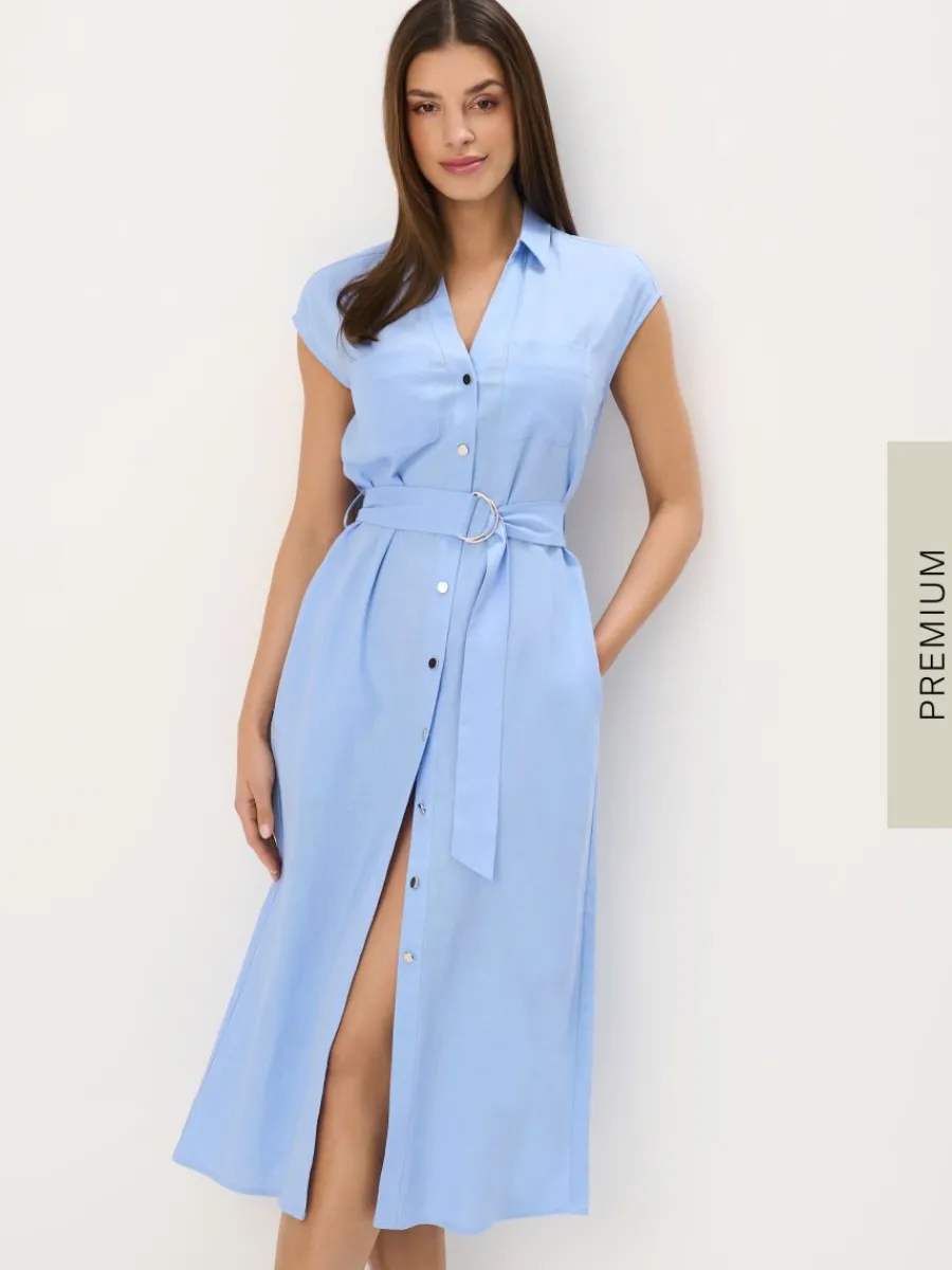 MOHITO Koszulowa sukienka midi bu0142u0119kitny Online