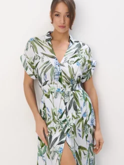 MOHITO Koszulowa sukienka midi biau0142y Fashion