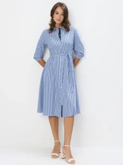 MOHITO Koszulowa sukienka midi z bawełny bu0142u0119kitny Clearance