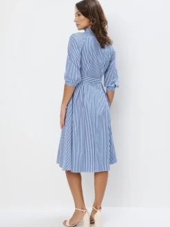 MOHITO Koszulowa sukienka midi z bawełny bu0142u0119kitny Clearance