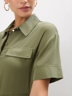 MOHITO Koszulowa sukienka mini khaki Clearance