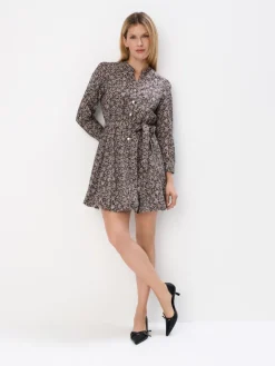 MOHITO Koszulowa sukienka mini we wzory beu017cowy Clearance