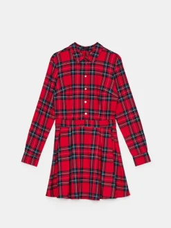 MOHITO Koszulowa sukienka mini w kratę czerwony Fashion