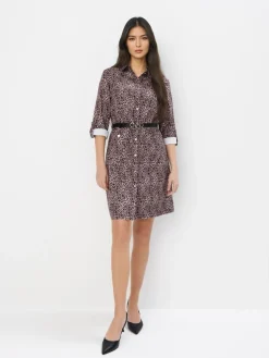 MOHITO Koszulowa sukienka mini z paskiem wielobarwny Outlet