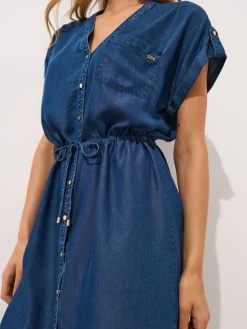 MOHITO Koszulowa sukienka mini z lyocellu granatowy Outlet