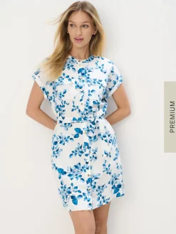 MOHITO Koszulowa sukienka mini z lnu i wiskozy biau0142y Discount