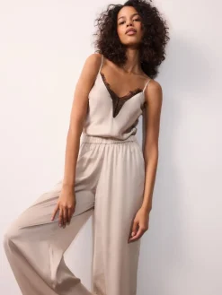 MOHITO Kremowe spodnie od piżamy kremowy Fashion