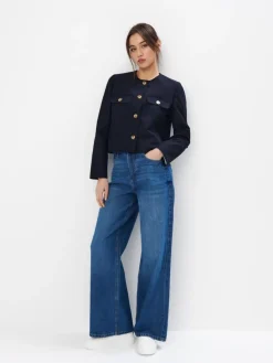 MOHITO Krótka kurtka wiosenna granatowy Fashion