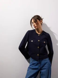 MOHITO Krótka kurtka wiosenna granatowy Fashion