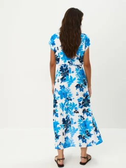 MOHITO Kwiatowa sukienka midi z wiskozy bu0142u0119kitny Fashion