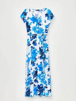 MOHITO Kwiatowa sukienka midi z wiskozy bu0142u0119kitny Fashion