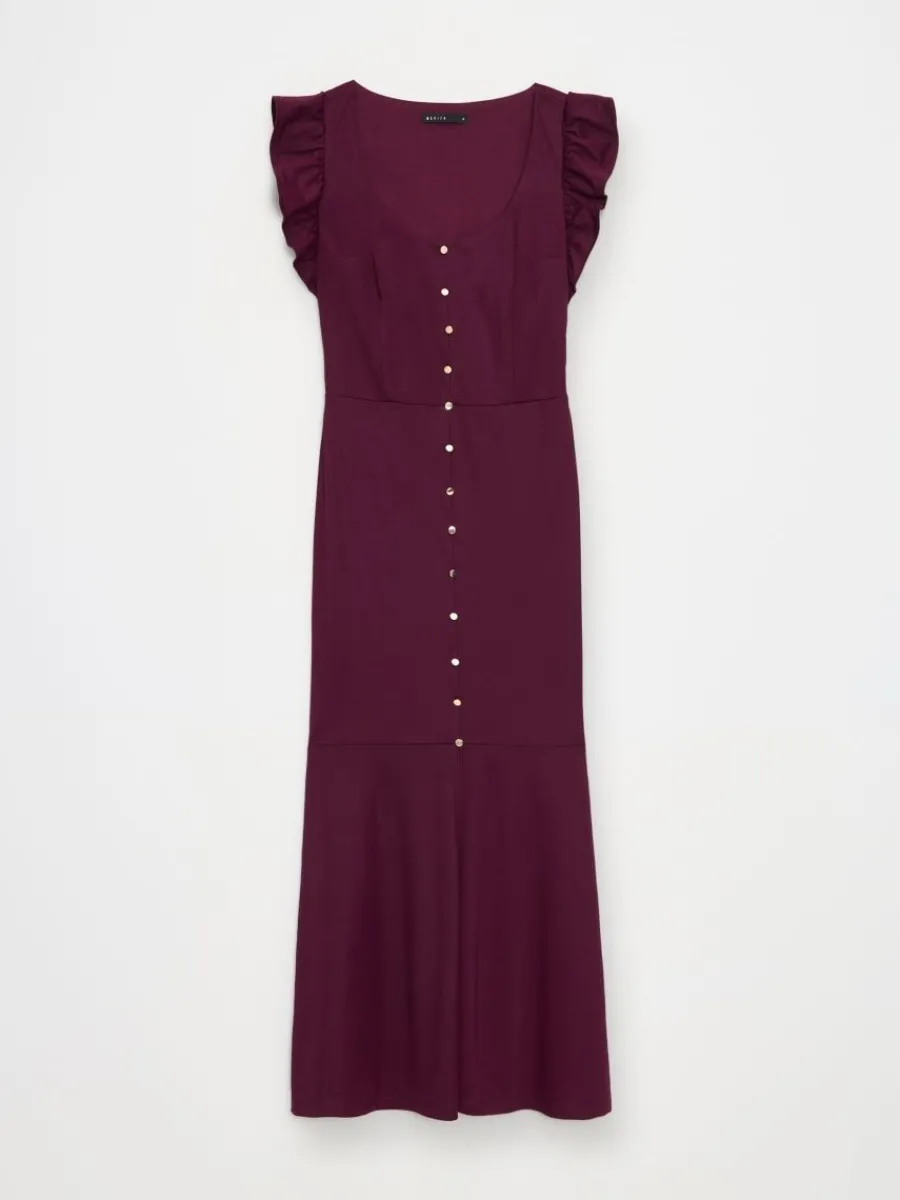 MOHITO Letnia burgundowa sukienka midi mahou0144 Clearance