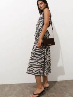 MOHITO Letnia sukienka midi beu017cowy Fashion