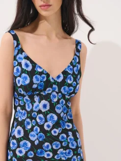 MOHITO Letnia sukienka mini w kwiaty niebieski Clearance