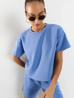MOHITO Niebieski t-shirt z dodatkiem modalu fioletowy Sale