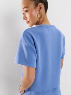 MOHITO Niebieski t-shirt z dodatkiem modalu fioletowy Sale