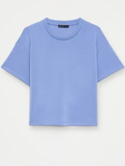 MOHITO Niebieski t-shirt z dodatkiem modalu fioletowy Sale