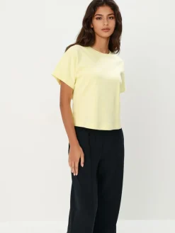 MOHITO Pastelowy t-shirt z merceryzowanej bawełny u017cu00f3u0142ty Hot