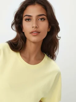 MOHITO Pastelowy t-shirt z merceryzowanej bawełny u017cu00f3u0142ty Hot