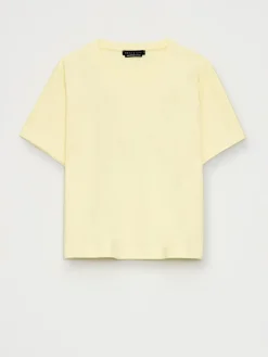 MOHITO Pastelowy t-shirt z merceryzowanej bawełny u017cu00f3u0142ty Hot