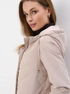 MOHITO Pikowana beżowa kurtka parka beu017cowy Fashion