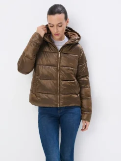 MOHITO Pikowana brązowa kurtka puffer bru0105zowy New