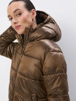 MOHITO Pikowana brązowa kurtka puffer bru0105zowy New