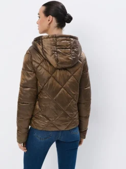 MOHITO Pikowana brązowa kurtka puffer bru0105zowy New